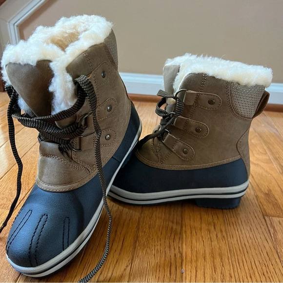 PAWZ Womens Ginnie Duck Boots Size 5 Hickory Brown Winter Shearling Outdoor Warm - Picture 2 of 13